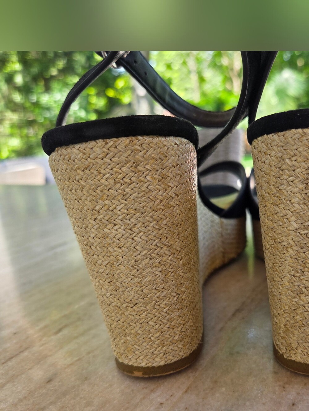 Steve Madden Binx Black Suede Wedge Ankle Strap Sandals Size 11 - Picture 5 of 9